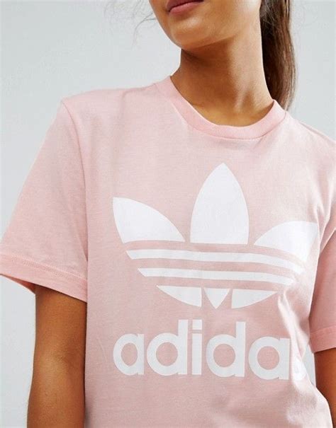 video asseen onme share adidas originals pink trefoil boyfriend t-shirt